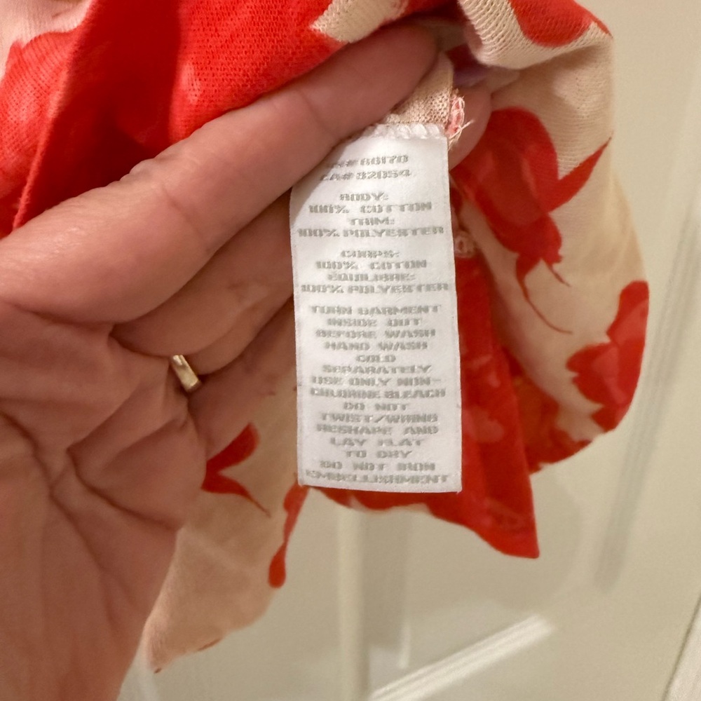 Anthropologie Deletta Red and Cream Floral Tank Top - Picture 3 of 7